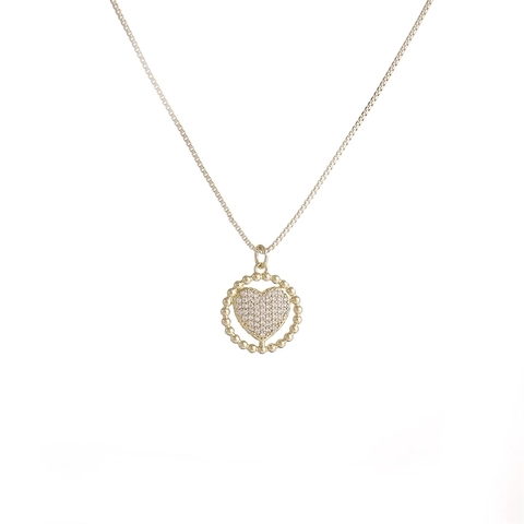 Collana Con Pendente A Cuore Rame Placcato Oro Zirconia Cubica Micro Pave Catena Box Gioielli Romantici Da Donna