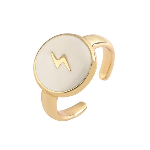 Emaille Offener Ring Kupfer Vergoldet Sonne Mond Stern Blitz Verstellbar Hip Hop Stil Schmuck Für Herren Damen