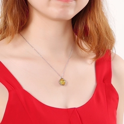 Collana Con Pendente Pietra Preziosa Colorata In Acciaio Inossidabile 316L Gioielli Minimalisti Per Donna