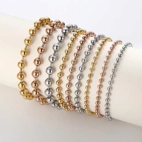Pulsera Collar De Cadena De Bolas De Acero Inoxidable Para Mujeres Minimalista Bola Hueca Eslabón Redondo Elegante Joyería Ajustable