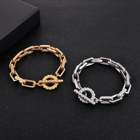 Bracciale In Acciaio Inossidabile Chiusura A Commutatore Teschio Catena Cubana Stile Gotico Industriale Per Uomo Unisex