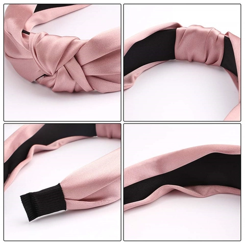Geknotetes Stirnband Satin Satinntextur Breit Rutschfest Haarschmuck Vintage Stil Für Damen