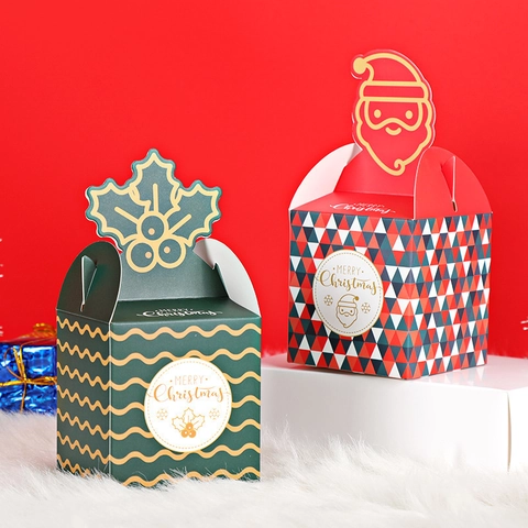 Cajas De Regalo De Navidad Para Empaque De Dulces Manzana Cartón Blanco Mango Dibujos Animados 3D Portátil Para Fiesta Navidad