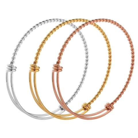 Minimalistischer Armreif Aus 304 Edelstahl Mit Gedrehtem Kabeldesign Verstellbar Und Erweiterbar Modeschmuck Für Damen