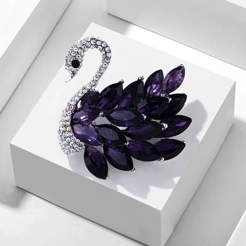 Elegante Zwaan Broche Legering Marquise Kristal Strass Sprankelende Dier Pin Voor Vrouwen Bruiloft Feest Sieraden