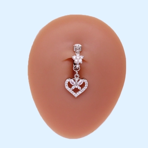 Clip On Belly Ring Non Piercing Navel Ring For Women Copper Zirconia Star Moon Heart Bunny Butterfly Planet Silver Pink Fake Body Jewelry