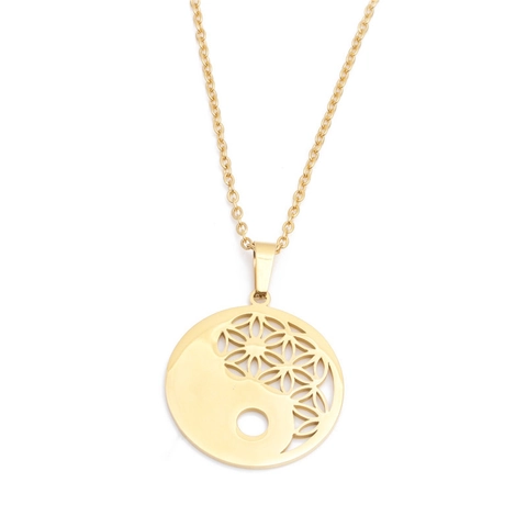 Yin Yang Tai Chi Bloem Van Het Leven Hanger Ketting Roestvrij Staal Heilige Geometrie Spirituele Sieraden