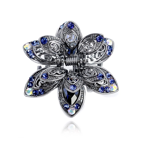 Vintage Hair Claw Clip Alloy Rhinestone Crystal Hollow Out Floral Geometric Hair Accessory For Women
