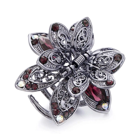 Vintage Hair Claw Clip Alloy Rhinestone Crystal Hollow Out Floral Geometric Hair Accessory For Women