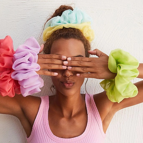 Oversized Satin Scrunchies Satin Elastic Hair Ties Solid Color Pleated Ponytail Holders Hair Accessories Women Girls