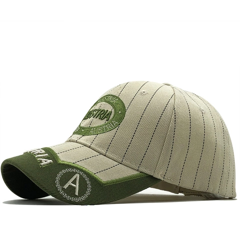 Berretto Da Baseball In Cotone Ricamo Austria Gessato Cappello Sole Regolabile Casual Sportivo Unisex