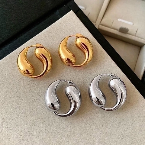 Water Drop Hoop Earrings 18K Gold Plated Copper Solid Teardrop Minimalist High End Geometric For Women