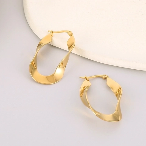 Pendientes De Aro En Forma De U Torcidos Acero Inoxidable Irregular Minimalista Retro Francés Para Mujer