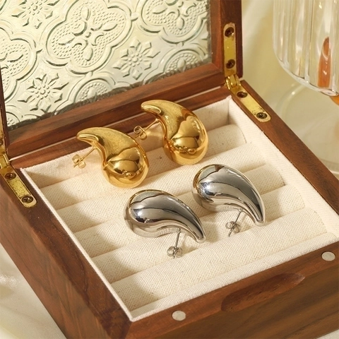 Minimalistische Edelstahl Wassertropfen Ohrstecker Für Damen 18K Vergoldet Silber Individueller Mode Schmuck Zubehör