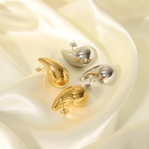 Minimalistische Edelstahl Wassertropfen Ohrstecker Für Damen 18K Vergoldet Silber Individueller Mode Schmuck Zubehör