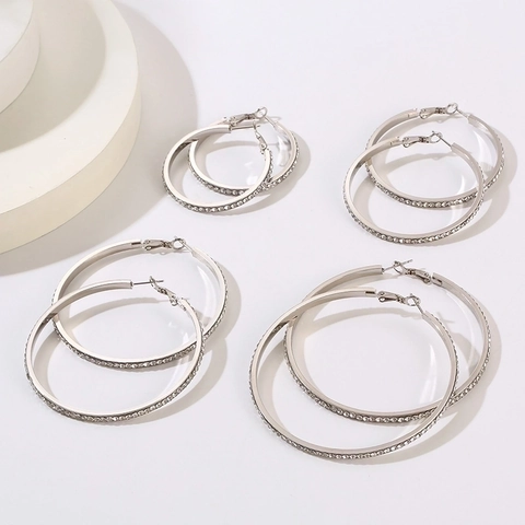 Mode Strass Creolen 316L Edelstahl Übergroße INS Stil Runde Ohrringe Schmuck Für Frauen