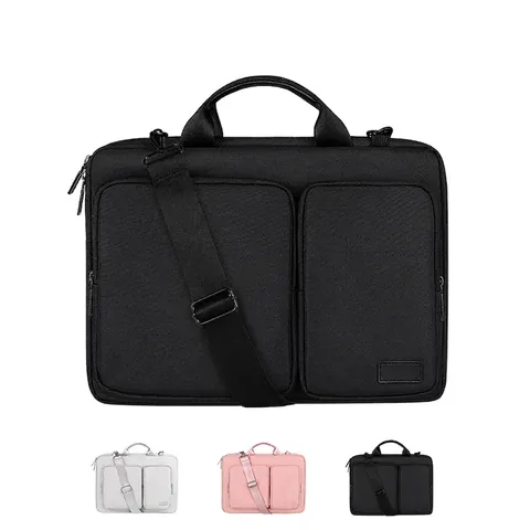 Maletín Para Portátil Poliéster Impermeable Forro Polar Antigolpes Multibolsillos Bolso De Hombro Negocios Viaje