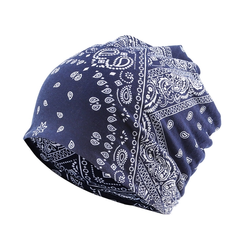 Unisex Paisley Print Slouchy Beanie Hat Cotton Polyester Windproof Skull Cap Dual Use Neck Warmer Autumn Winter Fashion Headwear
