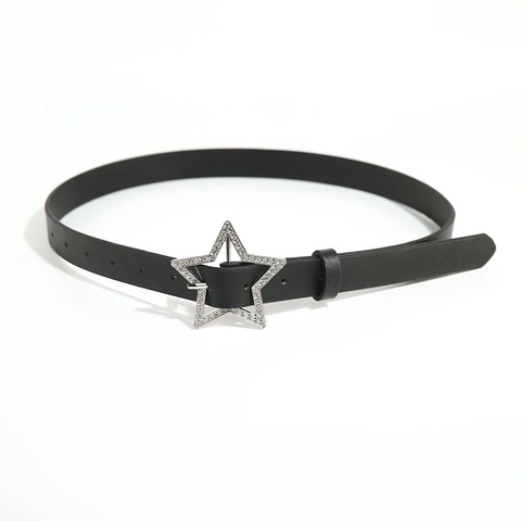 Cintura Donna Y2K Fibbia Stella Strass in Pelle PU Rosa Dopamina Nero Bianco Moda Cintura per Jeans per Ragazze Accessori