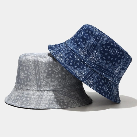 Damen Paisley Bandana Muster Fischerhut Wendehut Baumwolle Sonnenschutz Sommer Outdoor Anglerhut Faltbare Strandkappe