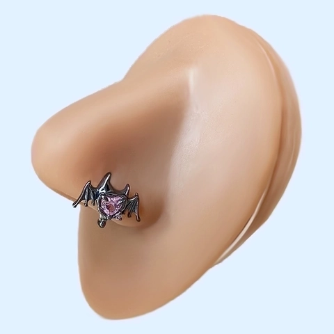Stainless Steel Nose Stud L-Shape Gothic Punk Piercing Jewelry Rhinestone Spider Butterfly Bat Heart Shape Nose Ring Jewelry