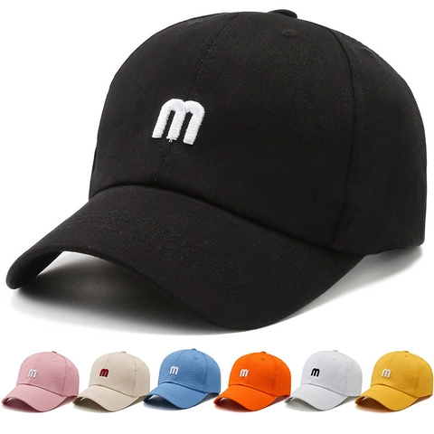 Baseball Cap Polyester Cotton Letter M Embroidery Adjustable Casual Sun Hat For Men Women