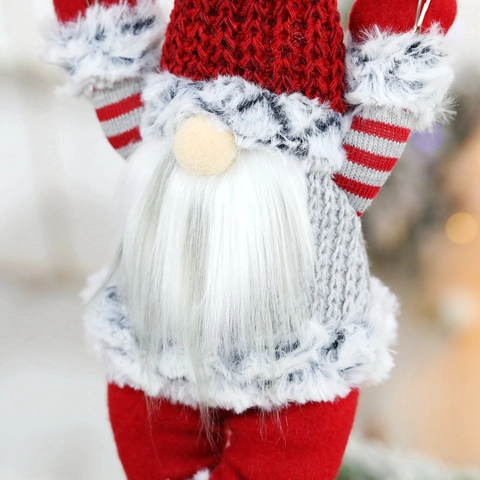 Décoration de Noël Gnome sans Visage Parachute Suspendu Poupée Tomte Scandinave Tissu Rouge Gris Décoration Maison