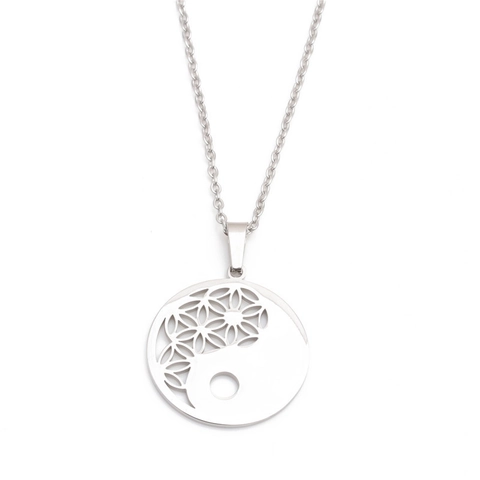 Yin Yang Tai Chi Bloem Van Het Leven Hanger Ketting Roestvrij Staal Heilige Geometrie Spirituele Sieraden
