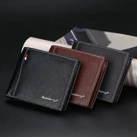 Portafoglio Corto Pieghevole Da Uomo In Pelle PU Stile Business Casual Con Molteplici Slot Per Carte