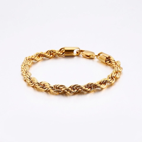 Seilkette Armband Edelstahl Gedrehtes Geflochtenes Hip Hop Minimalistisches Modeschmuck Für Herren Damen