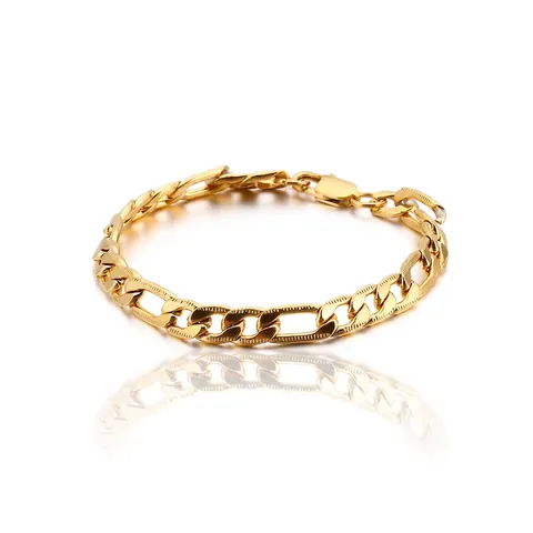 Polished Figaro Chain Bracelet Stainless Steel Jewelry With Lobster Clasp Fashion Minimalist Accessories For Men Women