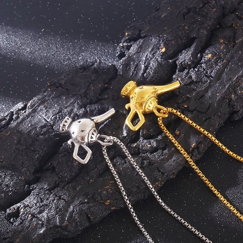 Colgante De Lámpara Mágica Retro Acero Inoxidable Galjanoplastia Al Vacío Luz De Deseo Joyería Punk Vintage Hombre Mujer