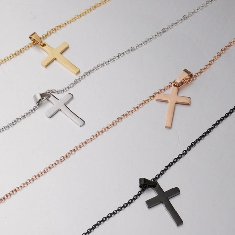 Kruis Hanger Ketting Roestvrij Staal 18K Verguld Hiphop Trend Spiegel Gepolijst Minimalistische Mode Sieraden Voor Heren Dames