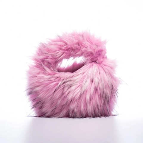 Borsa A Mano Rotonda In Pelliccia Sintetica Peluche Stile Y2K Punk Clutch Con Catena Rimovibile Morbida Calda Per Donna