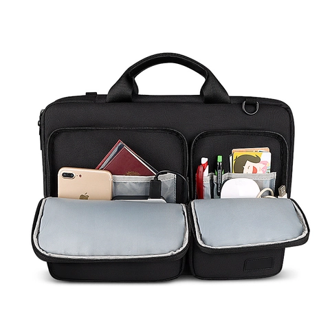 Maletín Para Portátil Poliéster Impermeable Forro Polar Antigolpes Multibolsillos Bolso De Hombro Negocios Viaje
