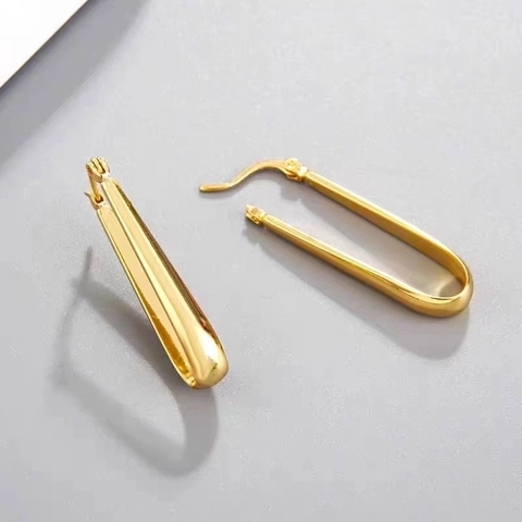 Kupfer 18K Vergoldet Minimalistische U-Förmige Creolen Für Damen Geometrische Wassertropfen Metallische Ohrringe Schmuck