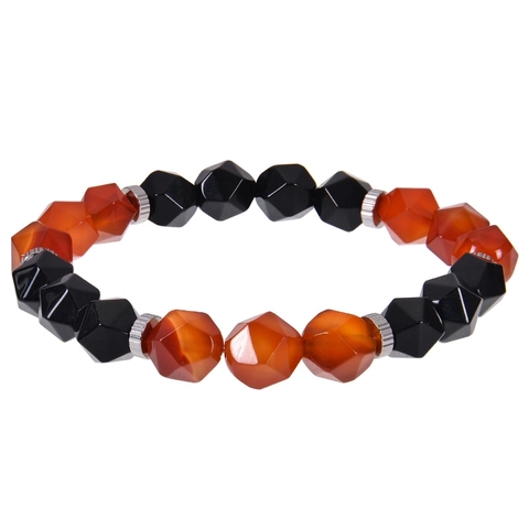 Pulsera De Cuentas De Piedra Natural Facetada Obsidiana Ojo De Tigre Ágata Geométrica Elástica Joyería Para Hombres Mujeres