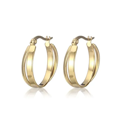 Titanium Steel Geometric Hoop Earrings Double Layer Circular Gold Plated Trendy Jewelry For Women Daily Fashion Accessories