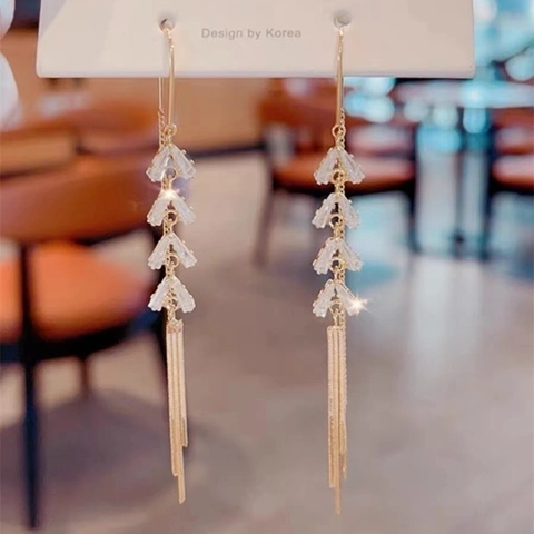 Eleganti Orecchini a Pendente con Nappa a Spiga di Grano in Rame Placcato Oro Con Perno in Argento Sterling 925 Strass Orecchini Lunghi per Donna Gioielli