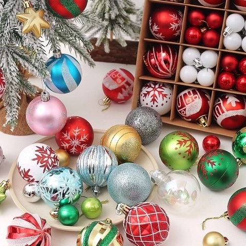 Palle Di Natale Infrangibili In Plastica Decorative Per Albero Di Festa Dipinte Luccicanti Opache Lucide Motivi