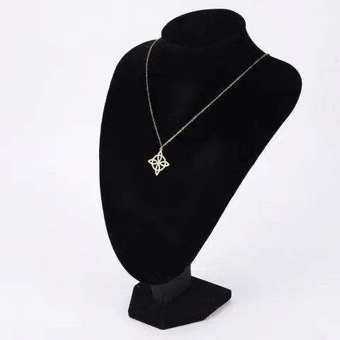 Collar con Colgante de Brújula con Nudo Celta de Acero Inoxidable para Mujeres Hombres Dorado Negro Geométrico Flor Calada Joyería Vikinga