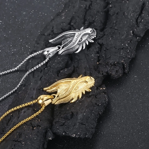 Dragon Head Pendant Necklace Stainless Steel Retro Punk Gothic Hip Hop Jewelry For Men Masculine Accessories