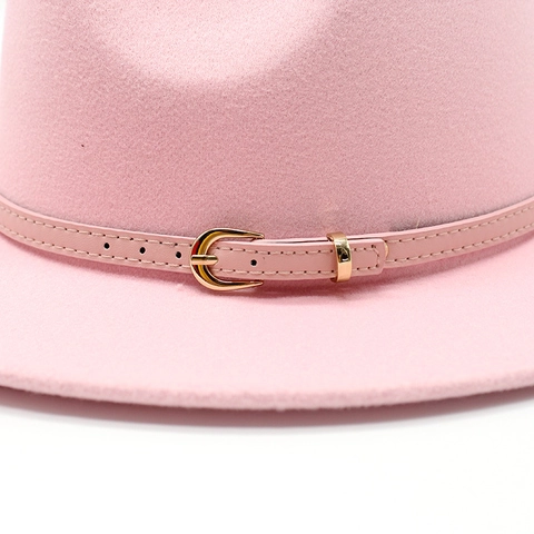 Fedora Hat Wool Felt Wide Flat Brim With Belt Buckle Unisex Fashion Jazz Cap Elegant Accessories
