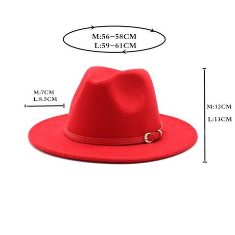 Elegant Wool Felt Fedora Hat Wide Brim Vintage Jazz Cap With Stylish Leather Band And Gold Buckle For Unisex Adult