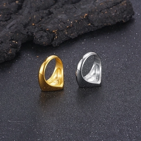 Anillo De Sello Geométrico Triangular Acero Inoxidable 316L Pulido Joyería Hip Hop Moderna Para Hombres