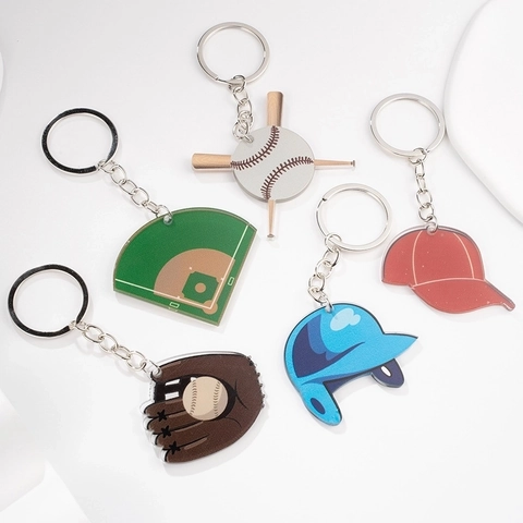 Acrylic Baseball Keychain Set Sports Keyring For Fans Baseball Field Glove Hat Bat Printed Pendant Bag Decoration Gift