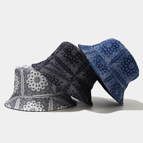 Damen Paisley Bandana Muster Fischerhut Wendehut Baumwolle Sonnenschutz Sommer Outdoor Anglerhut Faltbare Strandkappe