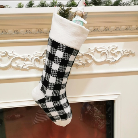 Calcetines De Navidad De Punto Cuadros Buffalo Calcetines Colgantes Decoraciones Festivas Para Chimenea Hogar