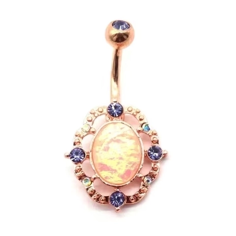 Rose Gold Stainless Steel Butterfly Star Moon Belly Rings For Women Fashion Rhinestone Inlaid Navel Piercing Jewelry Gift