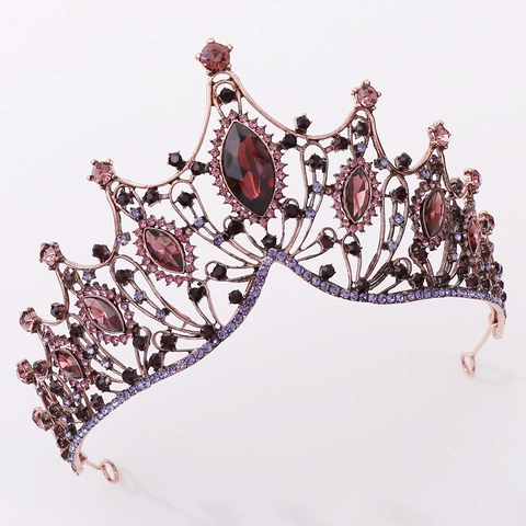 Couronne de Mariée Baroque Vintage Tiara Alliage Strass Cristal Coiffe pour Mariage Fête d'Anniversaire Femme Accessoires Cheveux
